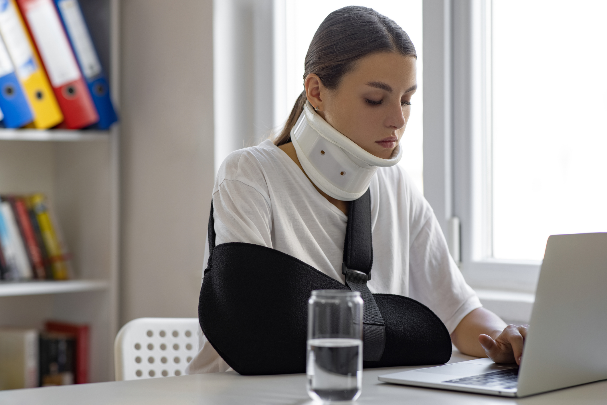 Woman with injured arm