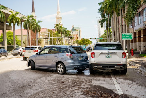 Cars stuck after flood